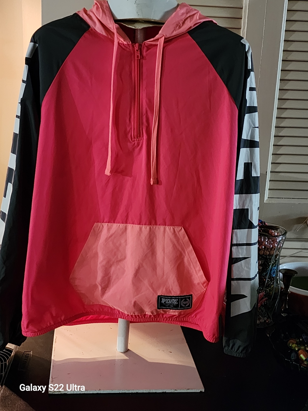 PINK Victoria's Secret Coral and Black Logo Jacket